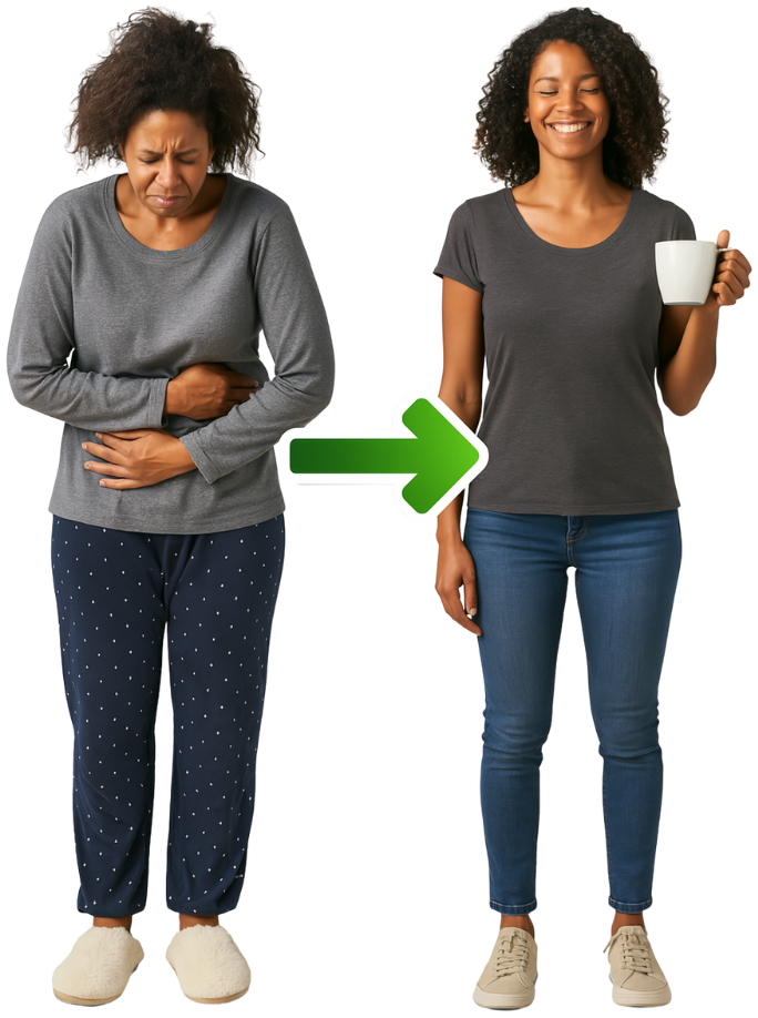 Transformação: de mulher com dor para mulher sorrindo
